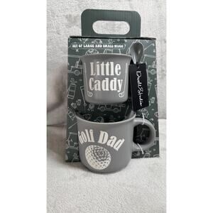 Dwell Studio NEW 2 Piece Mug Set Little Caddy/Golf Dad Gray Stoneware Ceramic